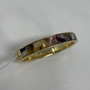 J.CREW Womens Multicolored Tortoise Clamp Bracelet NEW Hinged 14K Gold Plating